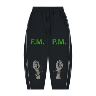 Unisex Piping Fleece Barrel Leg Sweatpants